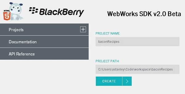 Figure 1 Creating a project using the WebWorks SDK